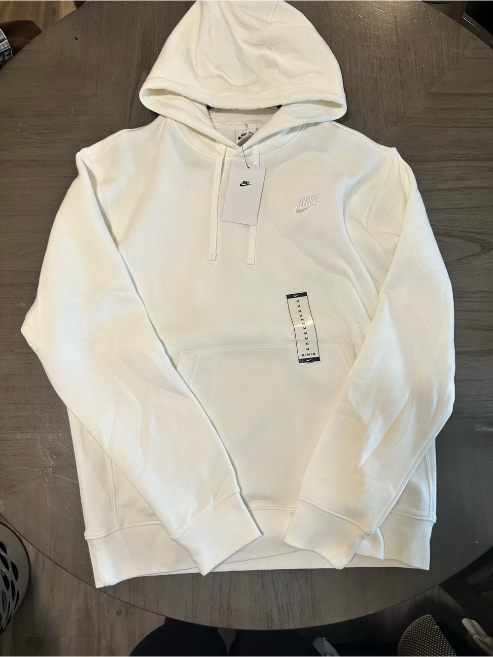 Nike White Hooded Pullover with Embroidered Swoosh